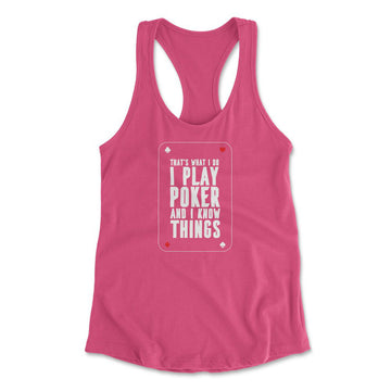 Play Poker Womens Racerback Tank in Hot Pink color